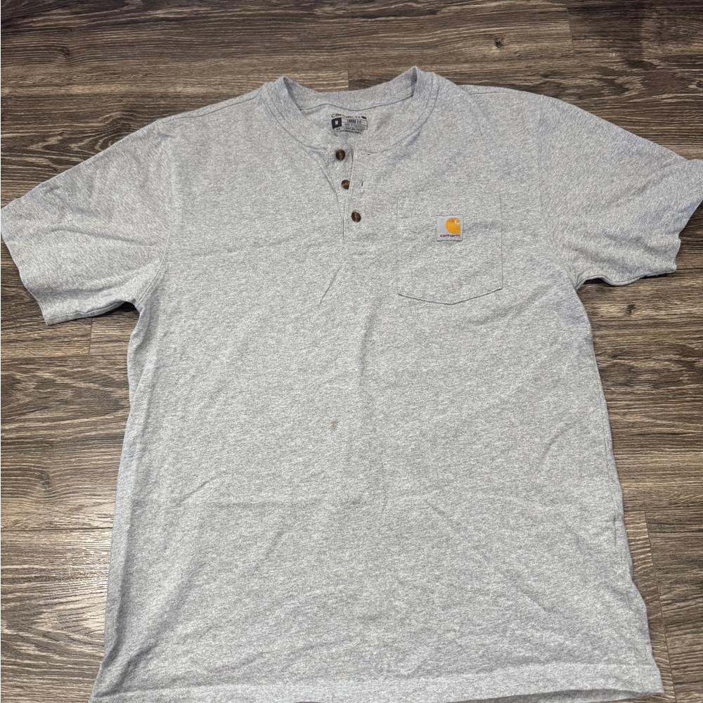 Medium Carhartt Light Gray Men's Short Sleeve Henley